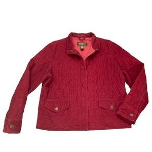 EDDIE Bauer burgundy red corduroy quilted equestrian chore coat jacket